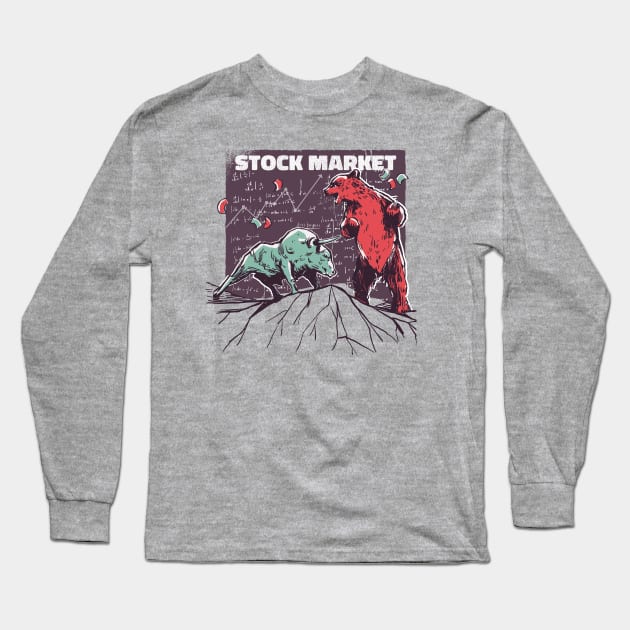 Stock Market Bear Vs. Bull Long Sleeve T-Shirt by M n' Emz Studio